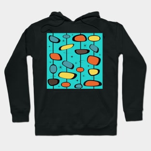 Mid Century Modern Teal Pattern Starburst Hoodie